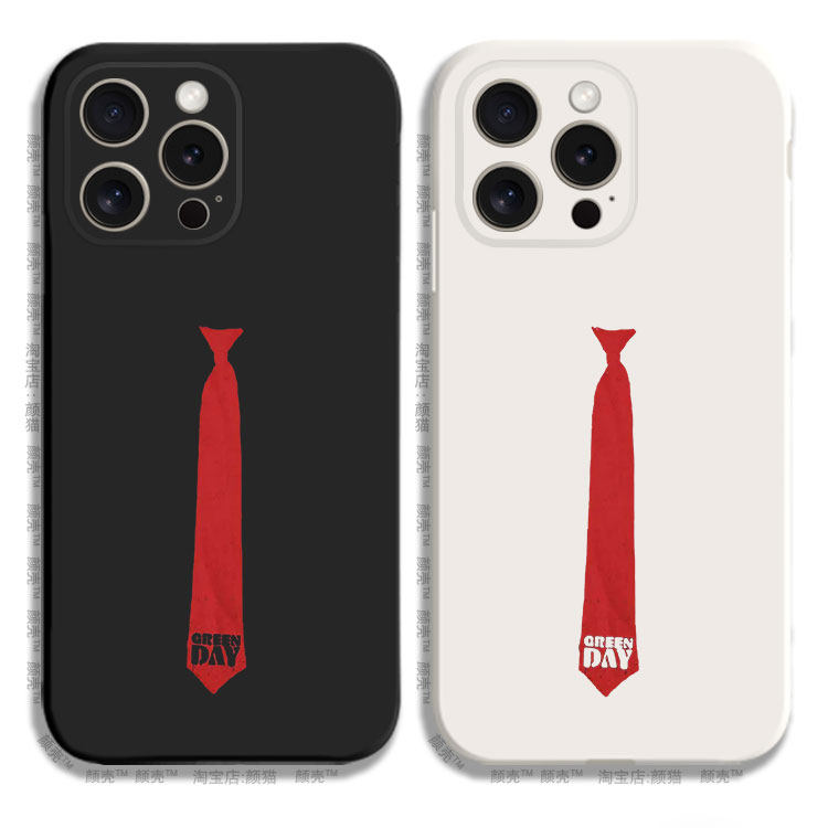 GREENDAY领带绿日乐队13手机壳12适用iphone13PRO苹果15maxr红米K60一加ace小米14液态IQOO11硅胶VIVOX90全包