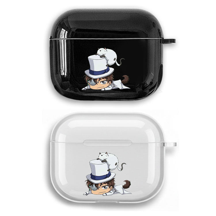 怪盗基德Q版猫咪耳机套适用Airpods保护壳苹果2无线蓝牙盒3代pro软硅胶4透明黑色保护壳全包第一二三代typec