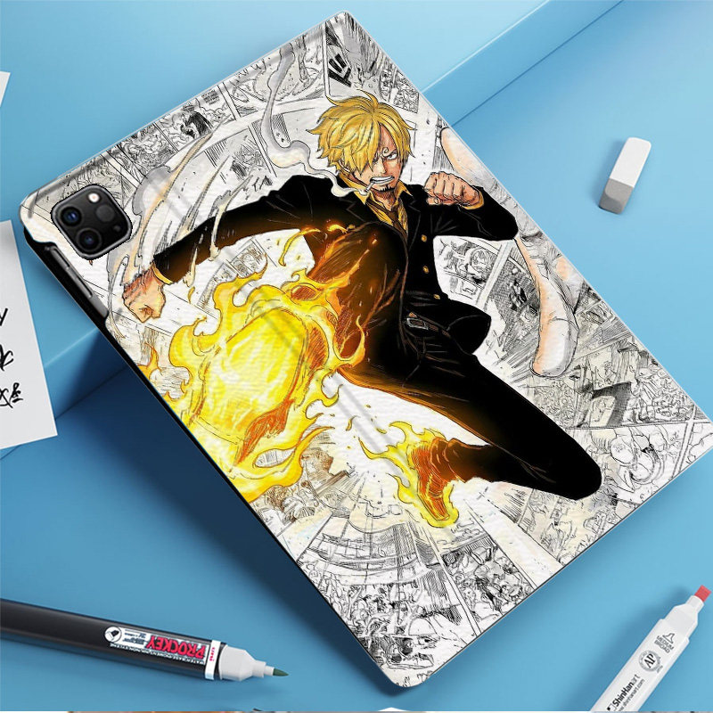 海贼王 恶魔风脚 山治平板皮套适用ipad10保护壳pro13全包mini6软air56蚕丝纹10.9寸华为10.2笔槽11.5s小米