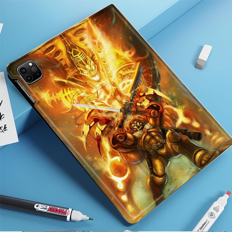 战锤40k男女帅游戏周边平板皮套适用ipad10保护壳pro13全包mini6软air56蚕丝纹10.9寸华为10.2笔槽11.5s小