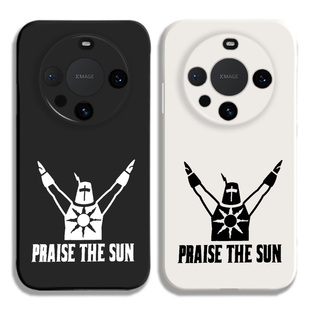 黑魂太阳骑士歌颂太阳液态硅胶手机壳适用MATE70PRO华为NOVA12保护套PURA80黑白VIVOPPO小米15荣耀400苹果16