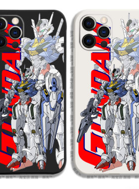 高达水星的魔女黑白侧边12S液态硅胶678手机壳11适用XS MAX苹果XR保护套iPhone14玻璃小米13PRO华为P50软VIVO