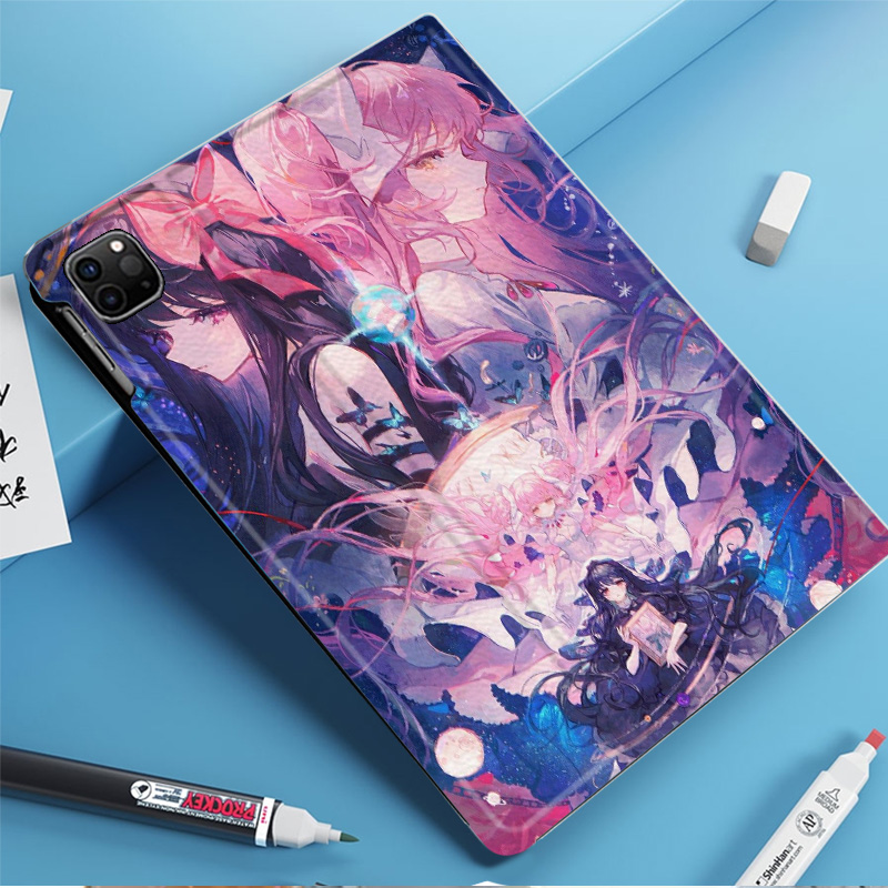 魔法少女小圆晓美焰动漫周边平板皮套适用ipad10保护壳pro13全包mini6软air56蚕丝纹10.9寸华为10.2笔槽11