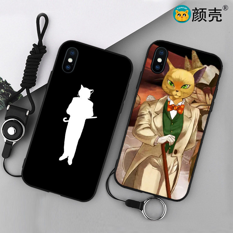 猫的报恩宫崎骏6s适用XSMAX手机壳8plus磨砂iphone7软壳5SE挂绳XR