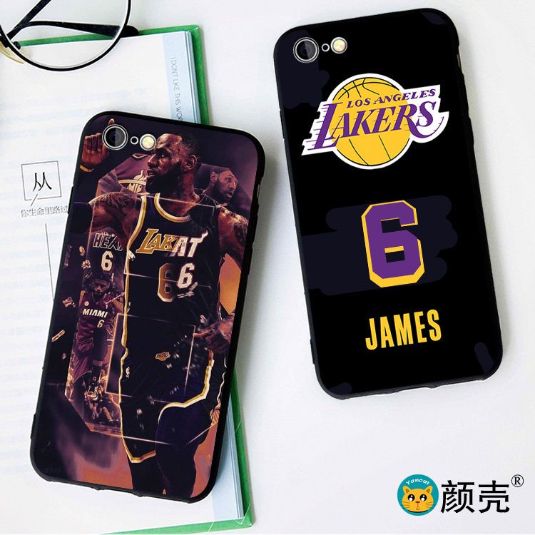 湖人队詹姆斯6号XR适用XSMAX手机壳8plus磨砂iphone6s硅胶防摔X软
