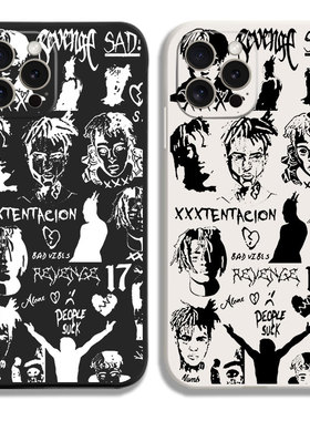 XXXTentacion嘻哈说唱黑白侧边11手机壳16适用iphone13PRO苹果15maxr红米17一加ace3小米14液态IQOO硅胶VIVO