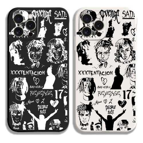 XXXTentacion嘻哈说唱黑白侧边11手机壳16适用iphone13PRO苹果15maxr红米17一加ace3小米14液态IQOO硅胶VIVO
