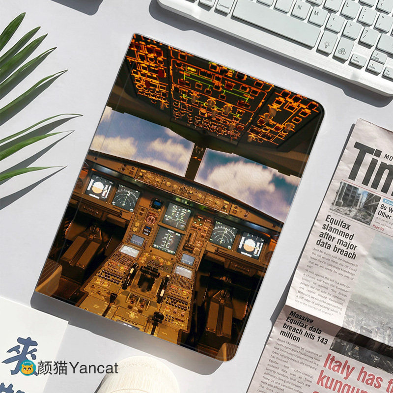 战斗机驾驶室飞机平板皮套11适用ipad10保护壳pro13全包mini6软air56蚕丝纹10.9寸华为matepad笔槽11.5s小米V
