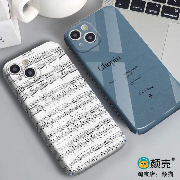 肖邦乐曲谱周边手机壳适用iphone15promax菲林14Plus全包边12苹果16小米13华为mate60玻璃PURA70光面硬壳17图片