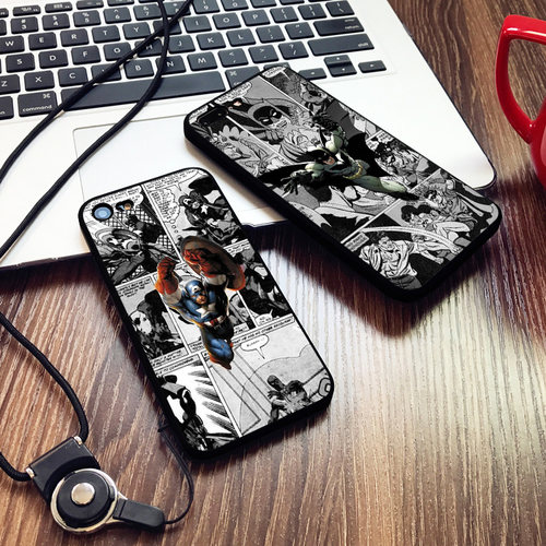 美国队长蝙蝠侠6s适用XSMAX手机壳8plus磨砂iphone7漫画5SE挂绳XR