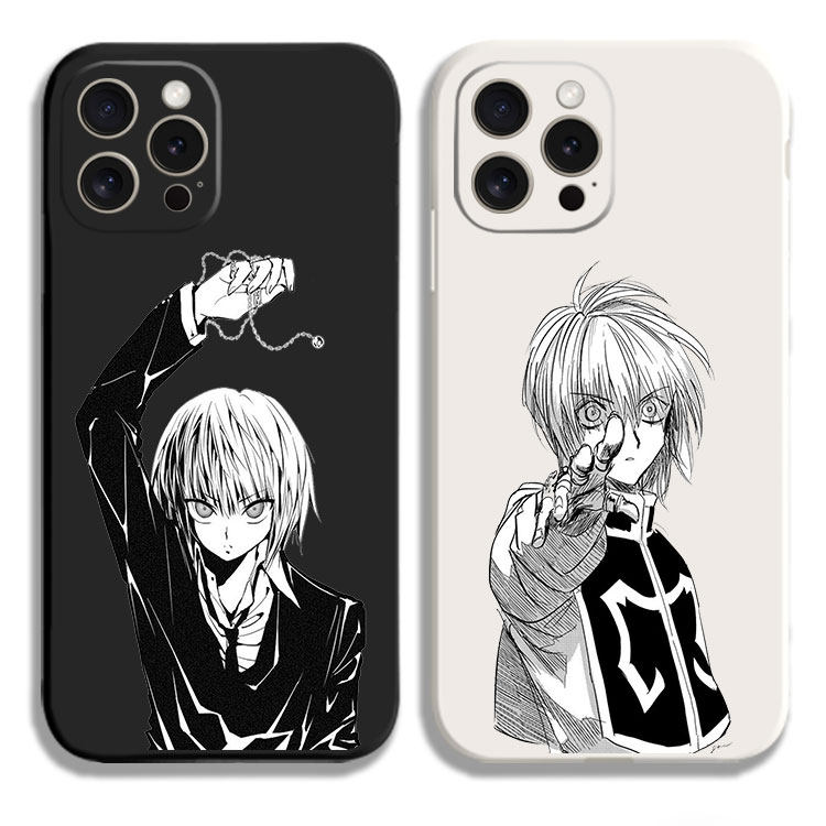 全职猎人酷拉皮卡黑白侧边11手机壳12适用iphone13PRO苹果15maxr红米K70一加ace2小米14液态IQOO12硅胶全包软