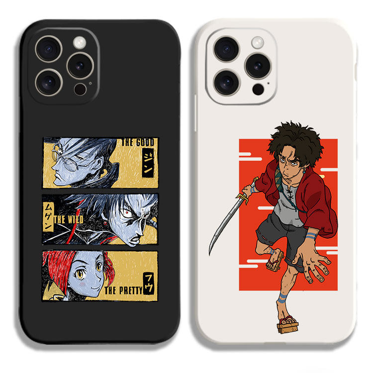 日本动漫混沌武士黑白侧边11手机壳12适用iphone13 16PRO苹果15maxr红米一加ace2小米14液态IQOO12硅胶全包软