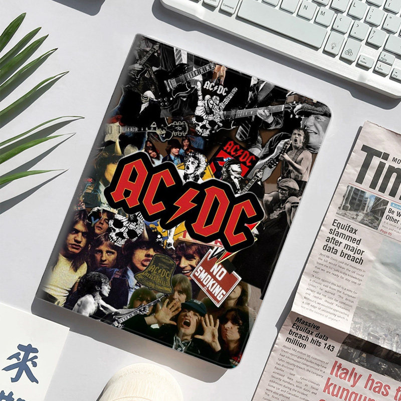 ACDC摇滚乐队平板皮套适用ipad10保护壳pro13全包mini6软air56蚕丝纹10.9寸华为10.2笔槽11.5s小米三星