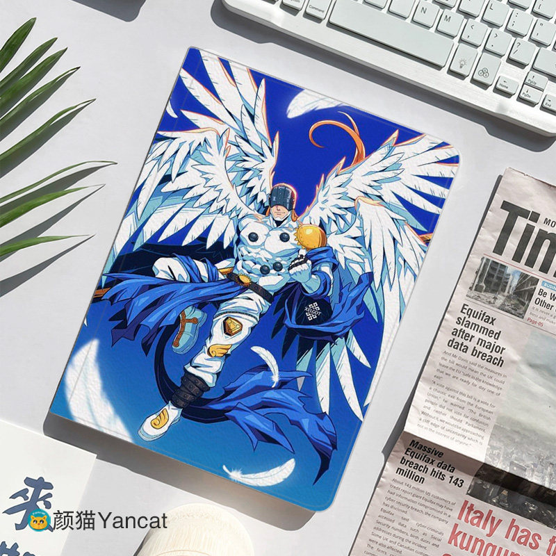 数码宝贝天使兽天女兽平板皮套11适用ipad789保护壳pro10.5全包mini6软air2345蚕丝纹9.7寸华为matepad10.8米