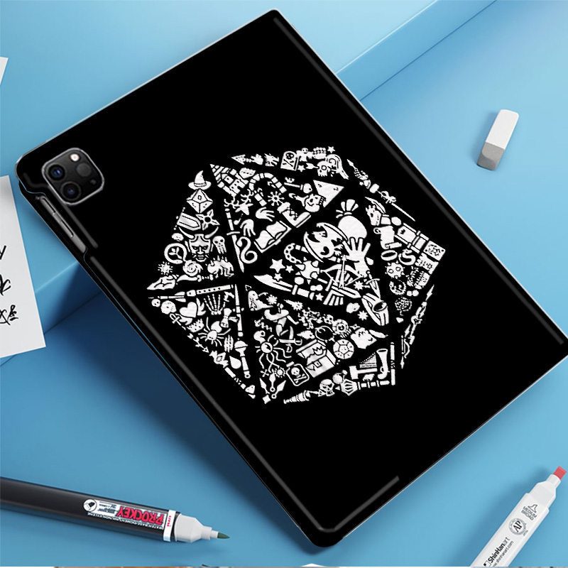 D20骰子跑团克苏鲁博德之门平板皮套适用ipad10保护壳pro13全包mini6软air56蚕丝纹10.9寸华为10.2笔槽