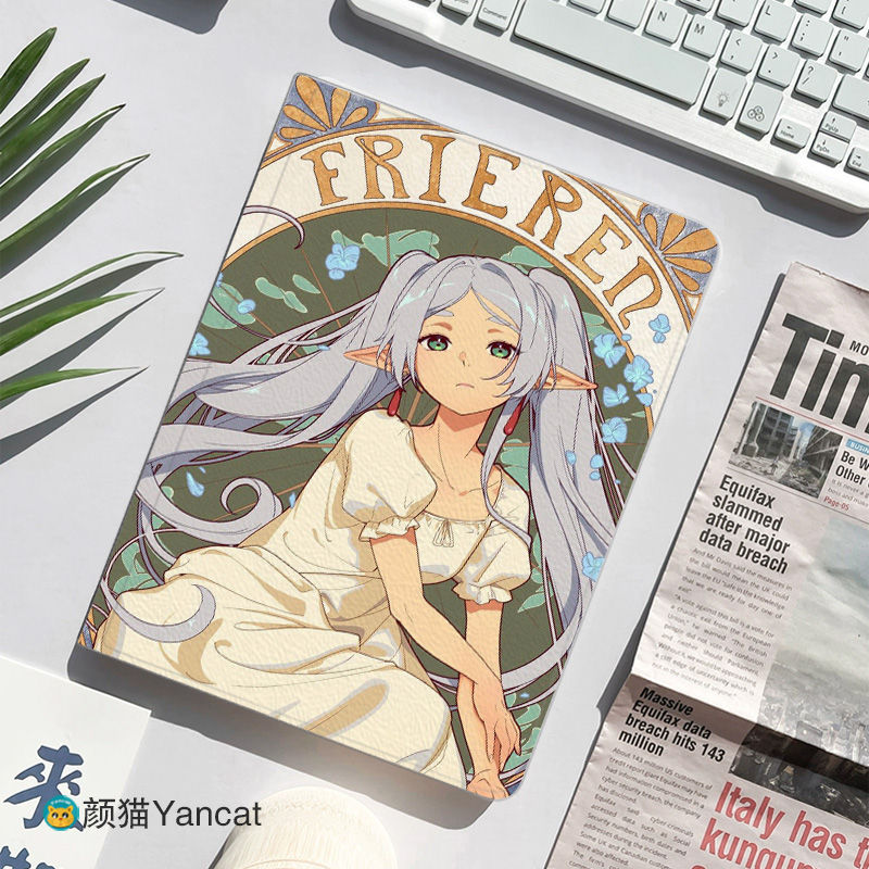 葬送的芙莉莲Frieren平板皮套11适用ipad789保护壳pro13全包mini6软air6蚕丝纹9.7寸华为matepad笔槽小米6pro