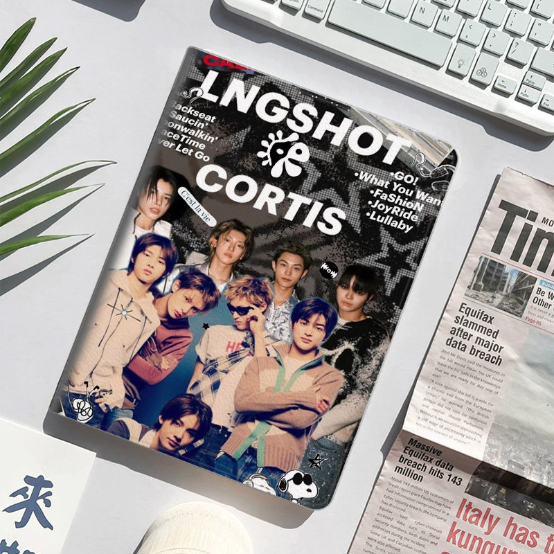 韩国男团 LNGSHOT 酷帅平板皮套适用ipad10保护壳pro13全包mini6软air56蚕丝纹10.9寸华为10.2笔槽11.5s