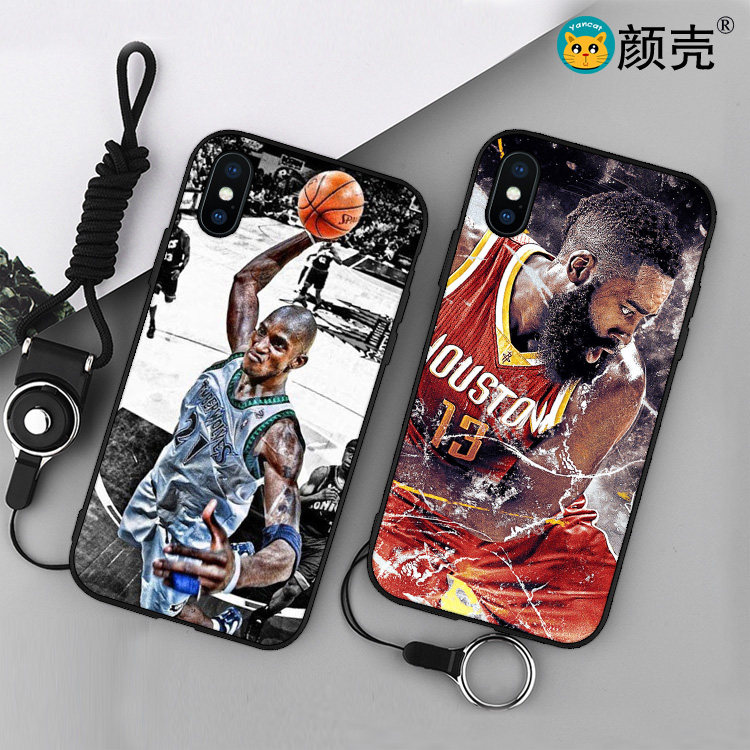 加内特 哈登 篮球适用iPhone8手机壳X苹果6s挂绳5se硅胶7plus软壳