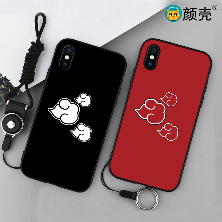 火影忍者晓组织祥云6s适用x手机壳8plus磨砂iphone7软硅胶5s挂绳6
