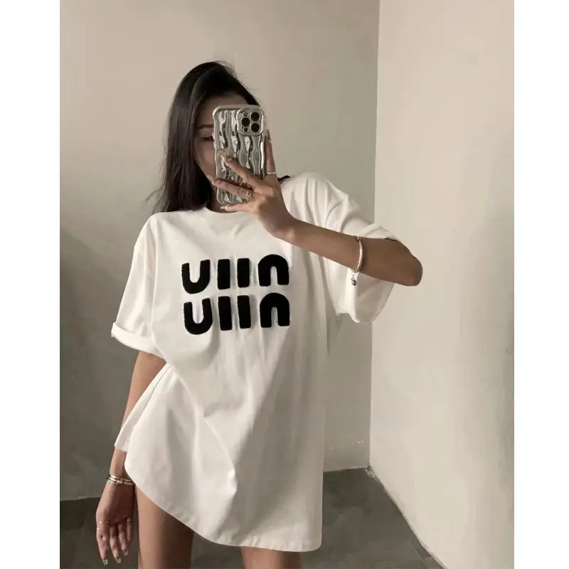 情侣装短袖t恤女中长款纯棉潮牌