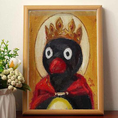 欧洲王室画像Pingu搞笑挂画复古装饰画仿古油画皇家欧洲古典名画