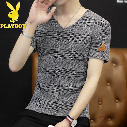 Playboy, элитная шелковая летняя футболка с коротким рукавом, короткий рукав, V-образный вырез, «Холодное сердце»
