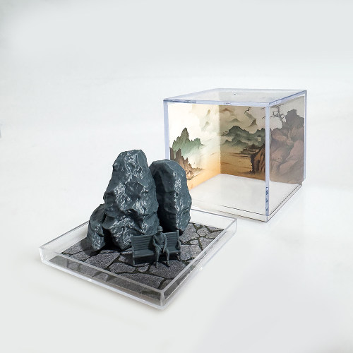 老姚手工坊 古代集市 卖肉摊位 场景展示盒  1set