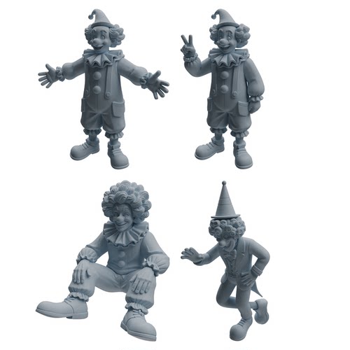 小丑人物模型 4 个 火车产品 游乐场主题  1set