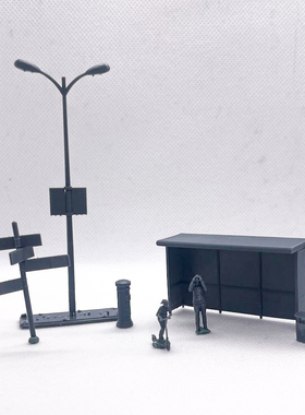 老姚手工坊 微缩场景 公交车站  1set