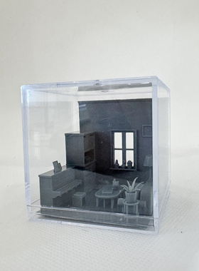 LYTS017 1/S 微缩场景 沙发家电钢琴书桌客厅套装展示盒  1set