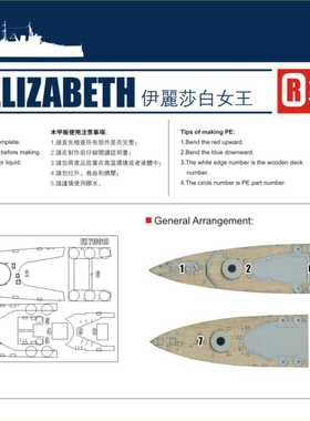 鹰翔 FH710018 1/700 英国伊丽莎白女王号木甲板 配小号手05794