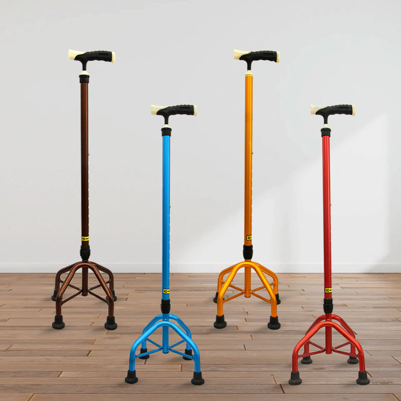 老人拐杖老人四脚拐棍老年人手杖全铝合金轻便多功能防滑伸缩加厚