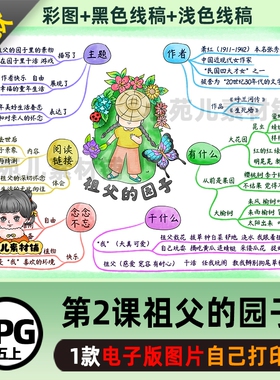 B569五语下第2课祖父的园子思维导图彩图线+稿电子版图片