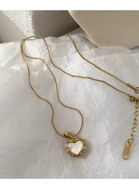 复古黑玛瑙白贝母爱心吊坠夏日项链女高级轻奢小众叠戴锁骨颈链