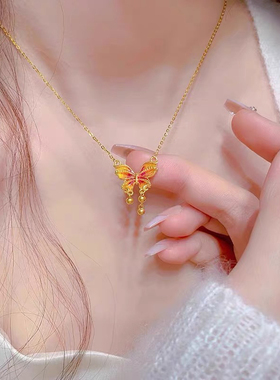烟雨梦蝶项链女蝴蝶甜美风小众设计生日礼物送女友