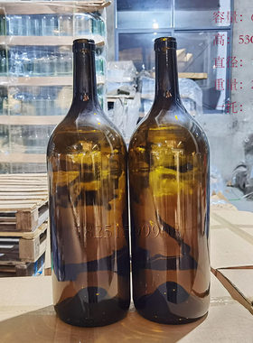 特大容量酒瓶6L红酒瓶 12斤葡萄酒瓶玻璃酒瓶棕色直瓶 6000ml空瓶