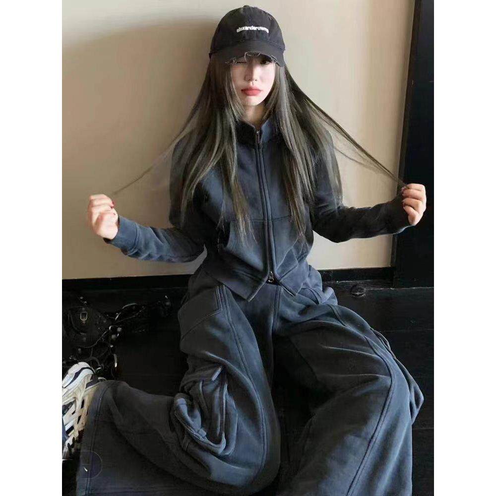 韩日高级感运动服套装女秋宽松显瘦韩版炸街卫衣休闲两件套舒适