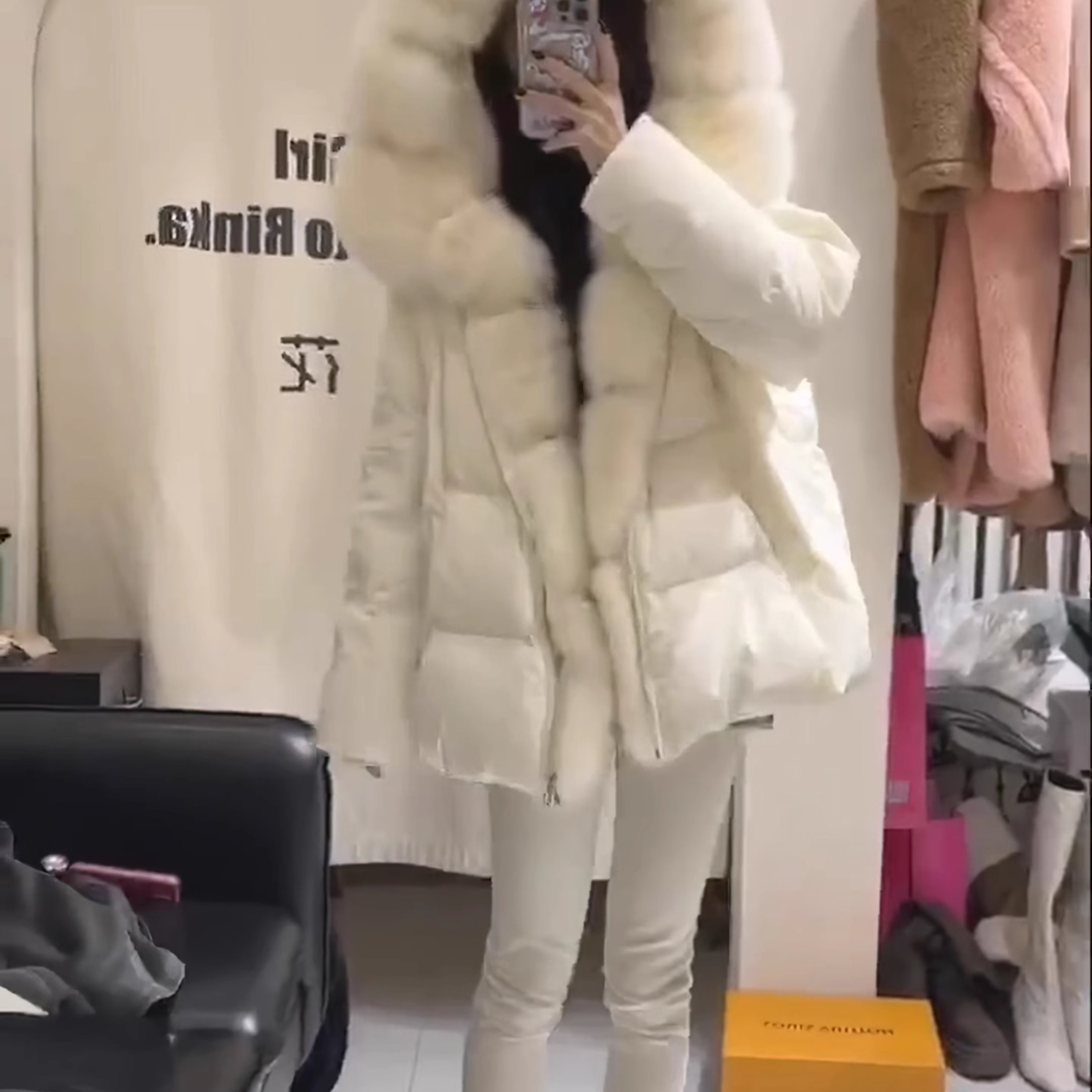 炸街羽绒服女冬季新款韩版高级感连帽中长款白色白鸭绒保暖外套潮