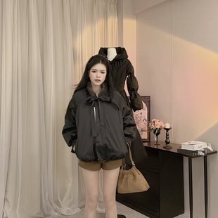 设计感小众上衣毛领加厚黑色花苞棉服外套女 新款 NEW EMPIRE25冬季