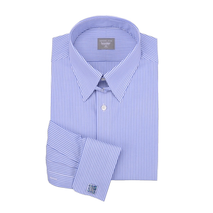 【搭扣领】饰耳领 baaler法式袖口衬衫 纯棉修身英伦条纹商务包邮