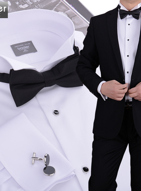 拜耳baaler礼服领法式衬衫白色免烫修身新郎婚礼主持人宴年会派对