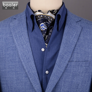 拜耳长袖男士休闲衬衫那不勒斯一片领弹力免烫白领秋冬定制时尚