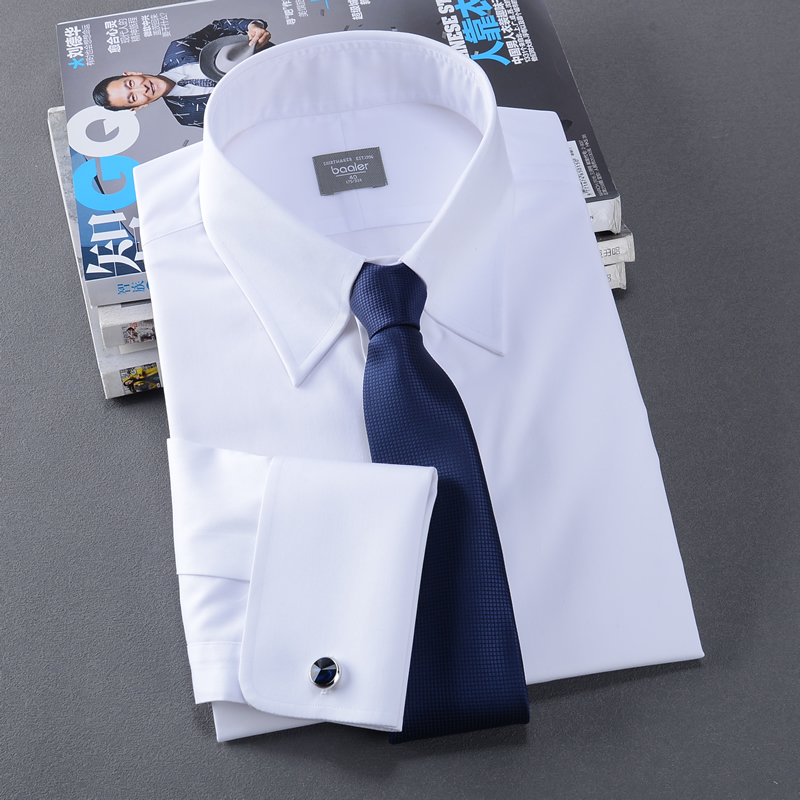 拜耳复古男神饰耳领法式衬衫免烫