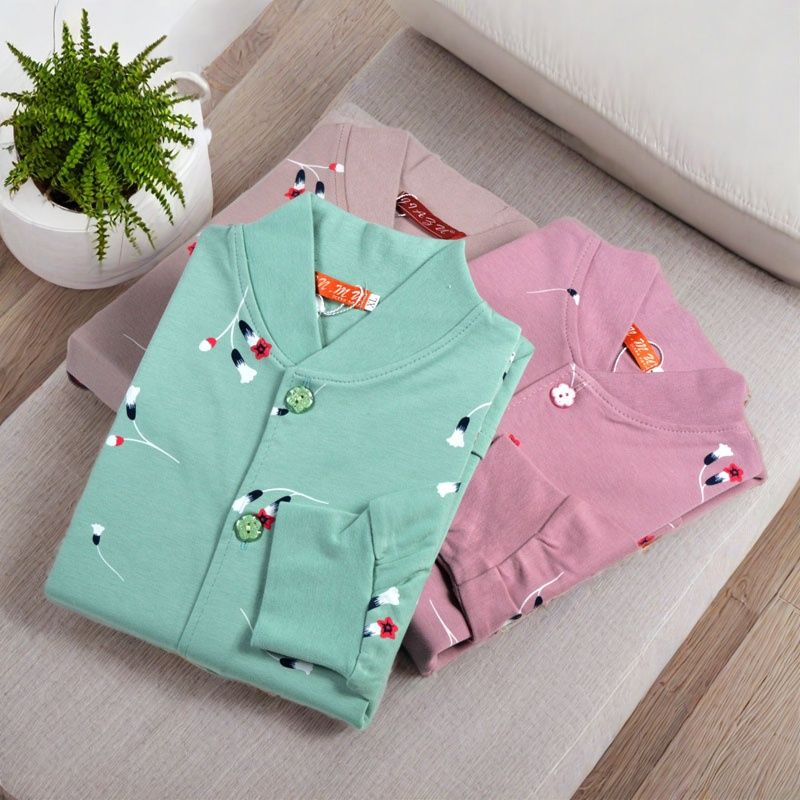 纯棉女开身对襟中老年秋衣