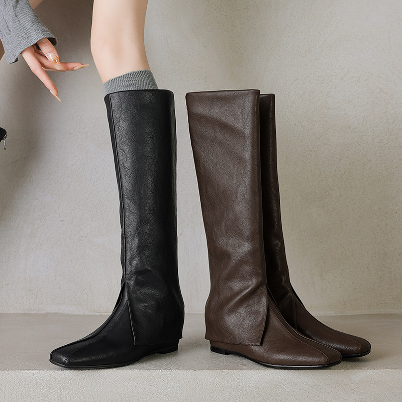 林三满~拉伸腿型⭐平底1cm 内增高不过膝长靴女洋气百搭骑士靴,女鞋,骑士靴,淘宝优惠券,粉丝福利购,淘宝优惠卷