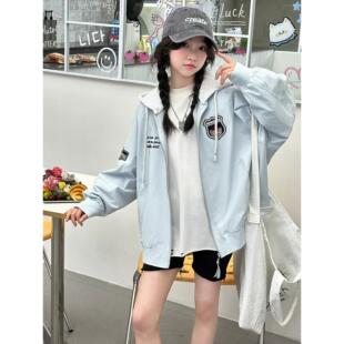 女童外套春装2026新款女大童10巨好看连帽开衫春秋韩系上衣12岁13