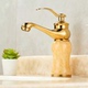 单孔台盆洗脸盆玉石水龙头 面盆龙头 全铜金色仿古水龙头冷热 欧式