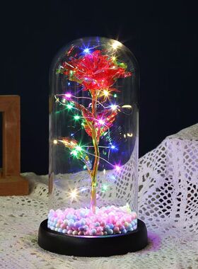 玻璃罩玫瑰花生日礼物送女生女友