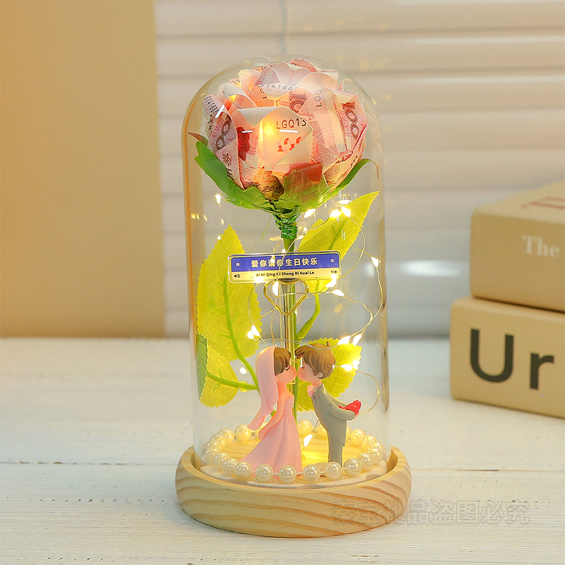 有钱花diy折玫瑰花束永生花214情人节礼物母亲节生日礼物送女朋友