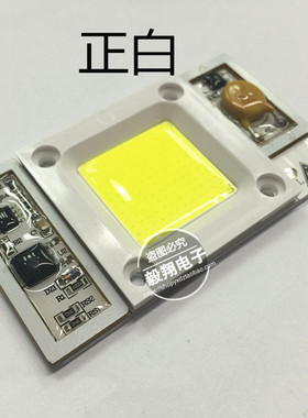 AC220V高压输入免驱动50W大功率LED白光/暖白/宝蓝光/全光谱灯珠